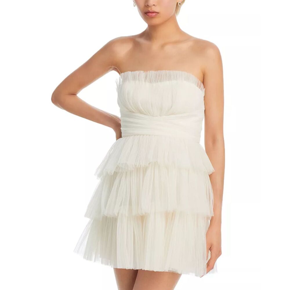 BCBGMAXAZRIA Women's Size 14 Gardenia Strapless Eve Tulle Mini Dress NWT